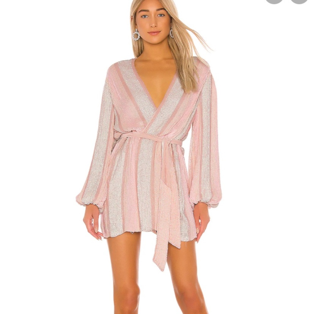 EXCELLENT Retrofete Gabrielle Dress pink/white stripe SEQUIN